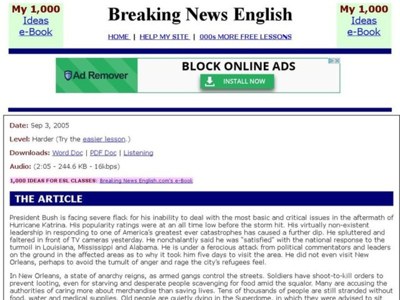 Breaking News English: New Orleans Interactive