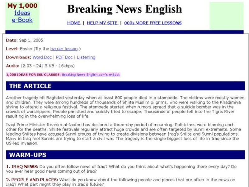 Breaking News English: Baghdad Interactive