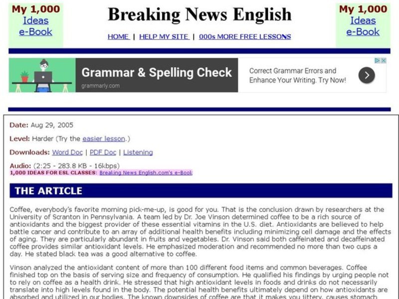 Breaking News English: Coffee Interactive