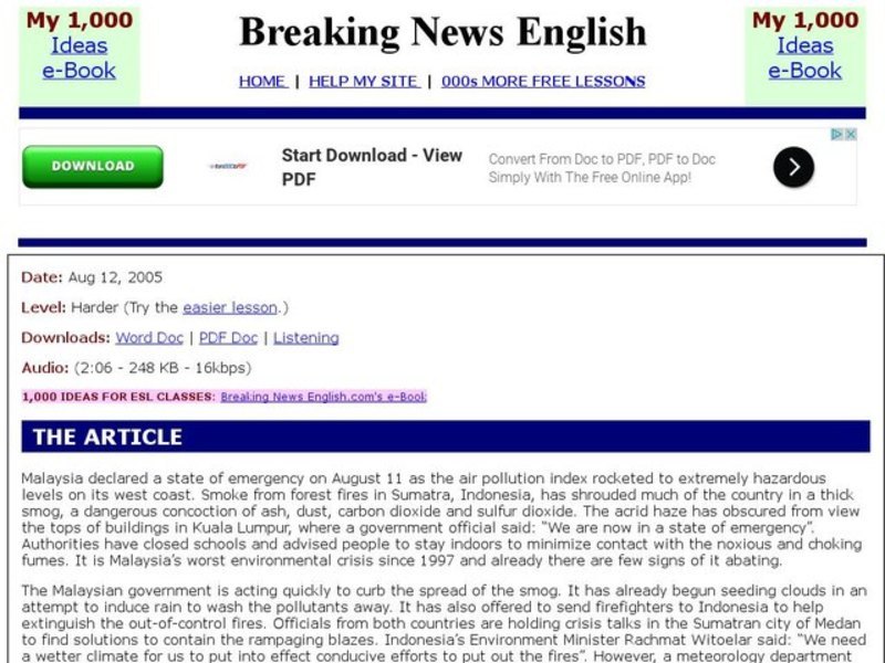 Breaking News English: Smog Interactive