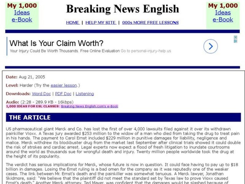 Breaking News English: Drug Companies Interactive