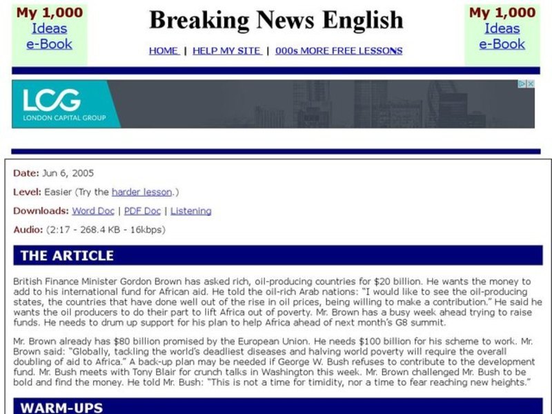 Breaking News English: Africa Interactive