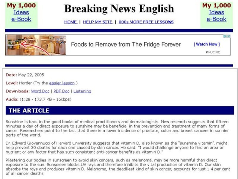 Breaking News English: Cancer Interactive