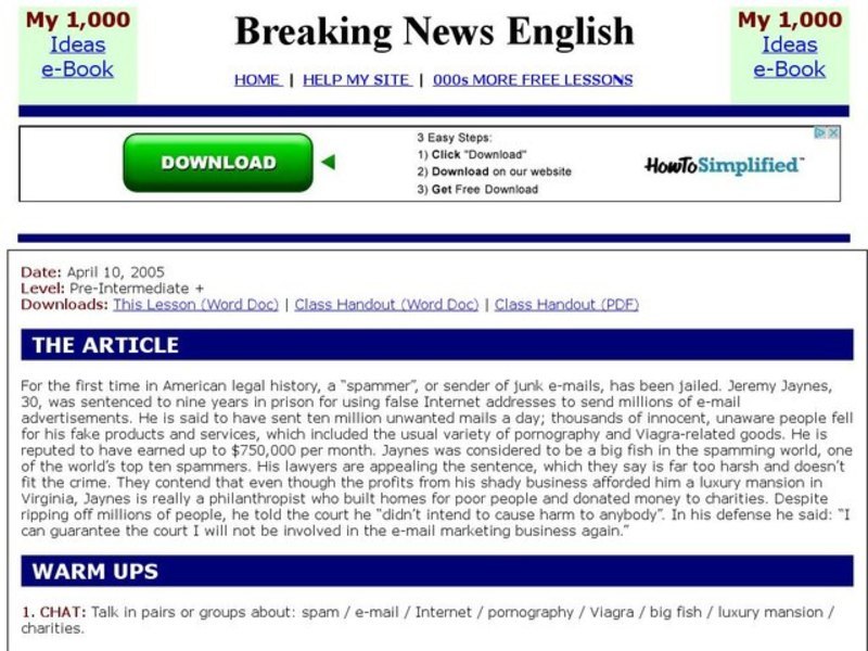 Breaking News English: Junk Mail Interactive