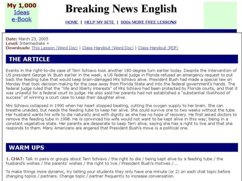 Breaking News English: Euthanasia Interactive