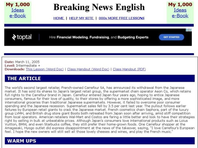 Breaking News English: Supermarkets Interactive