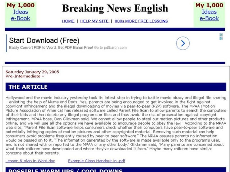 Breaking News English: File Sharing Interactive