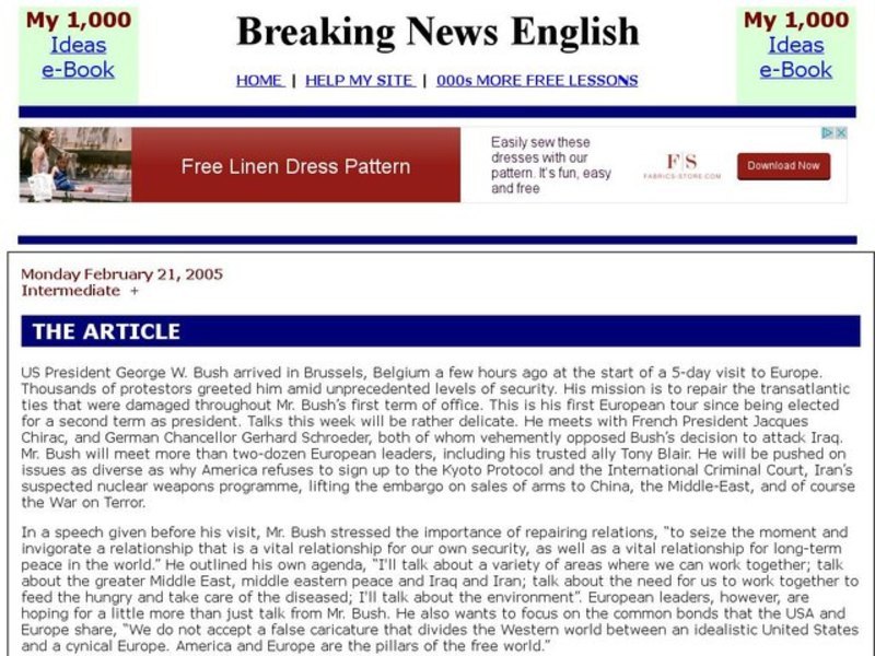 Breaking News English: Europe Interactive