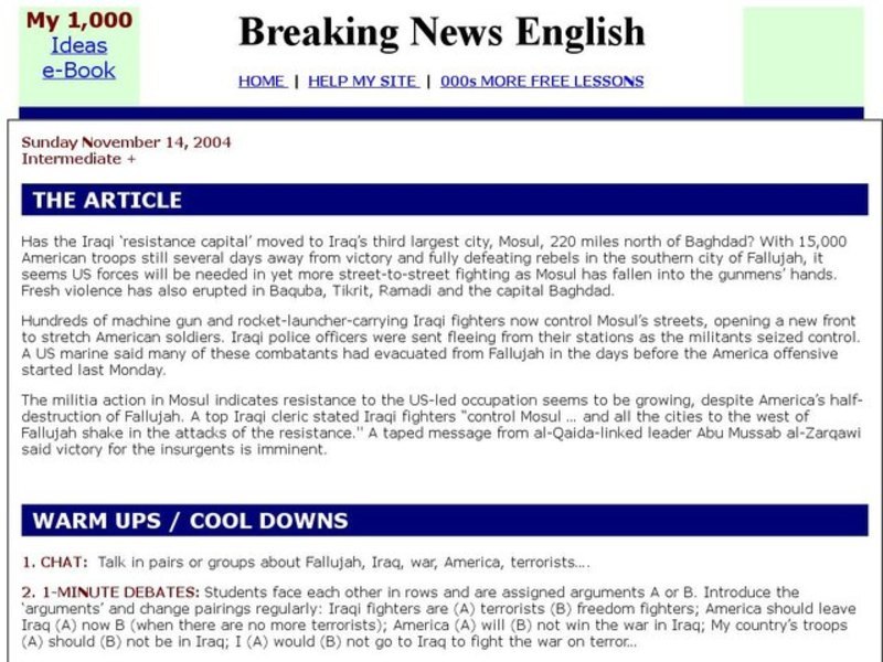 Breaking News English: Iraq   Interactive