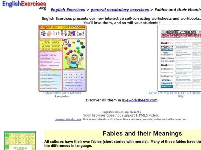 Fables and Their Meanings Interactive