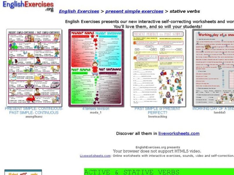 Active & Stative Verbs Interactive