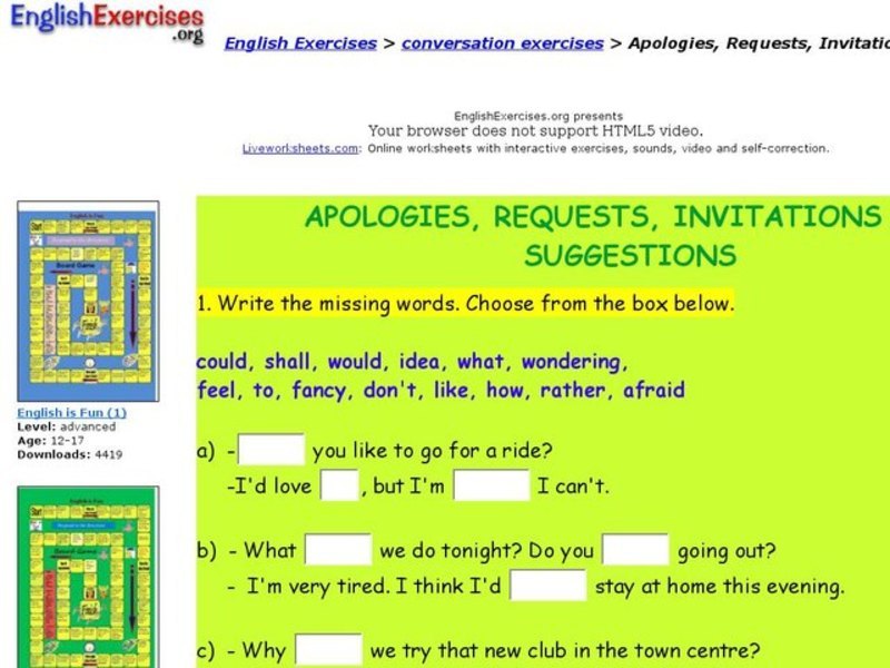 Apologies, Requests, Invitations, and Suggestions Interactive
