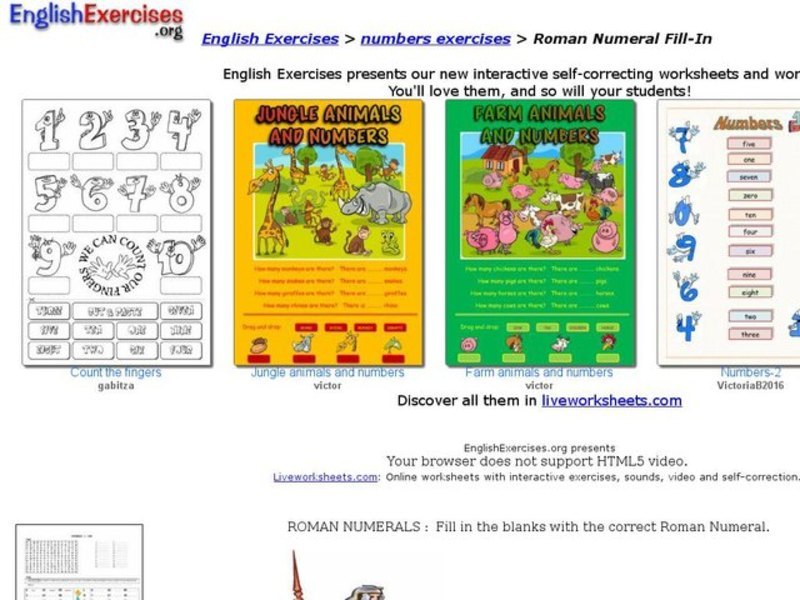 Roman Numeral Fill-in Interactive