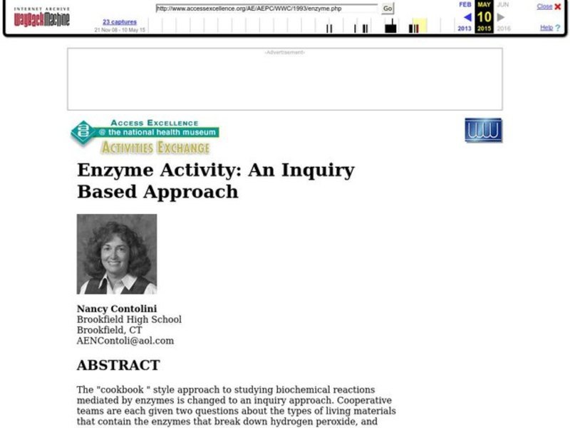 Enzyme Activity: An Inquiry Based Approach Lesson Plan