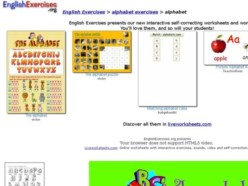 ESL Alphabet Activity Interactive