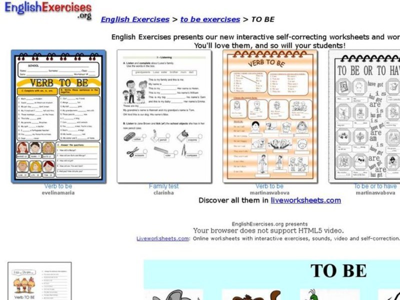 "To Be" Worksheet Interactive