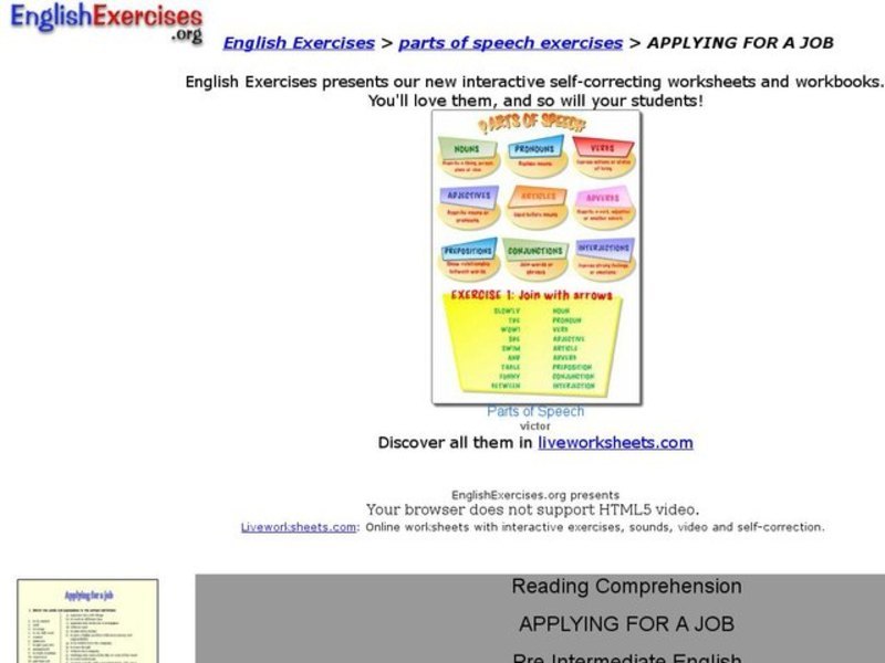 ESL Reading Comprehension-Job Advertisements Interactive