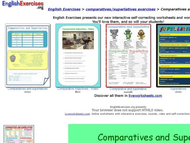 English Exercises:   Comparatives and Superlatives Interactive