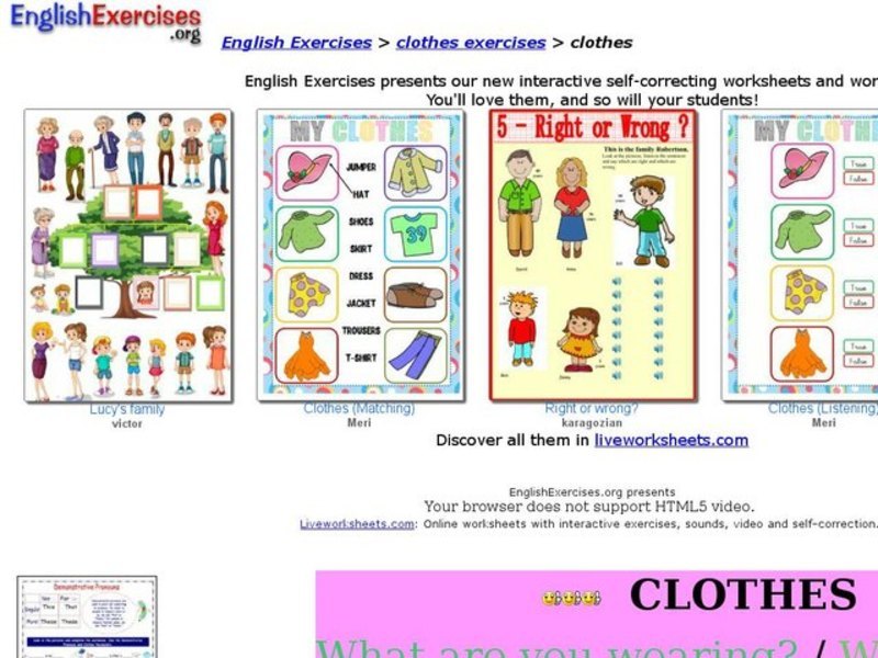 Articles of Clothing Interactive