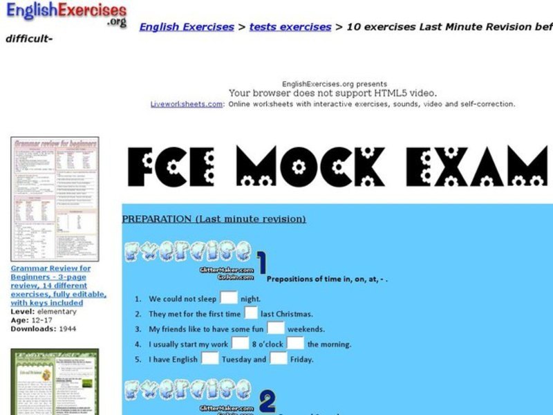 English Exercises: Test Exercises 2 Interactive