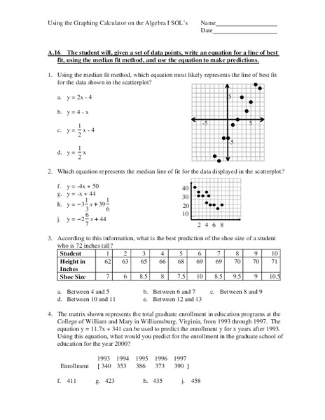 Equation of a Line Worksheet