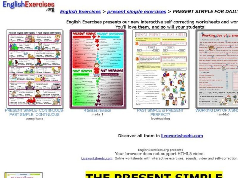 English Exercises: Present Simple For Daily Routines Interactive