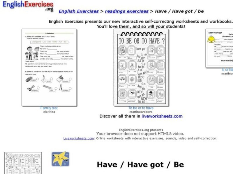 Have / Have Got / Be Interactive