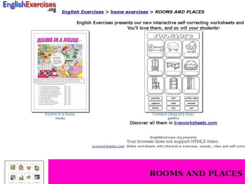 ESL: Rooms and Places Interactive