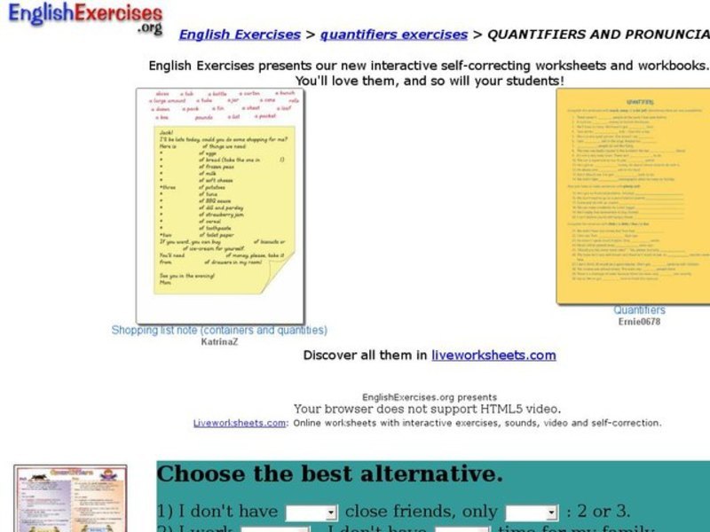 ESL: Pronunciation and Quantifiers Interactive