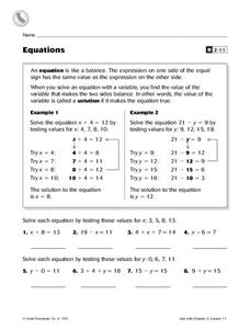 Equations Worksheet