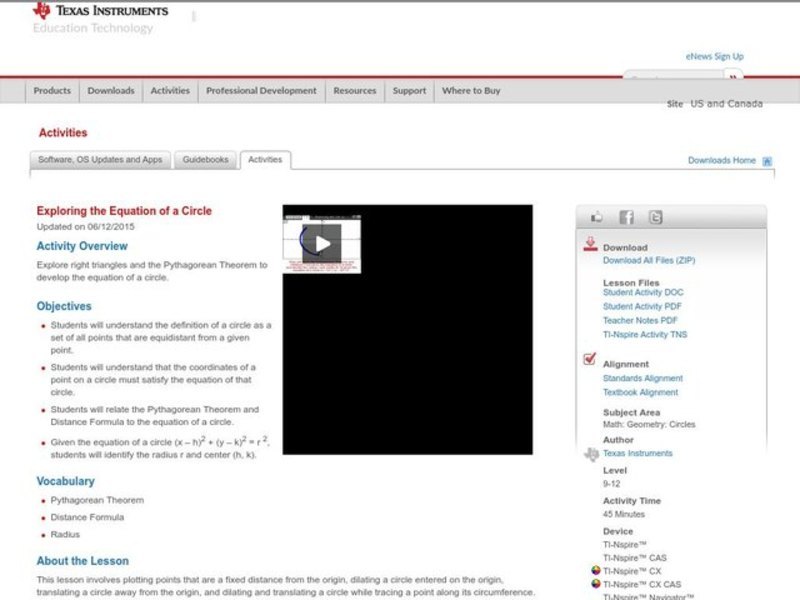 Equation of a Circle Lesson Plan