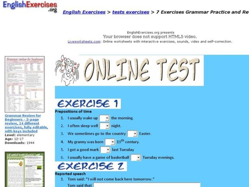 ESL: Grammar Revision and Practice Interactive
