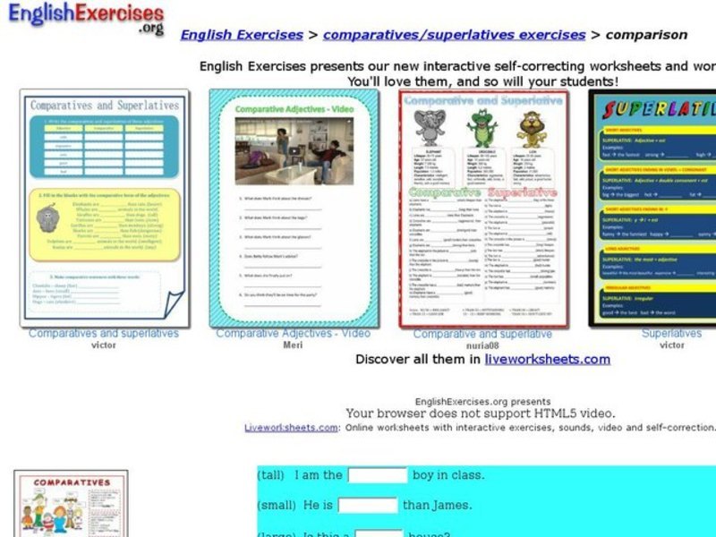 Comparatives/Superlatives Exercises Interactive
