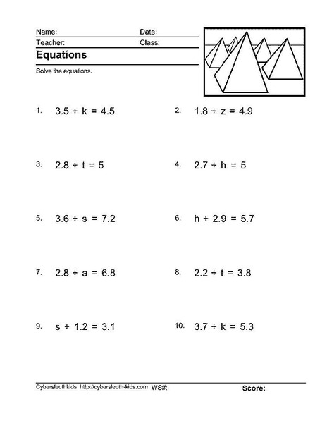 Equations Worksheet