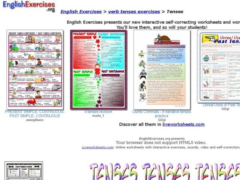English Exercises: Verb Tenses 2 Interactive