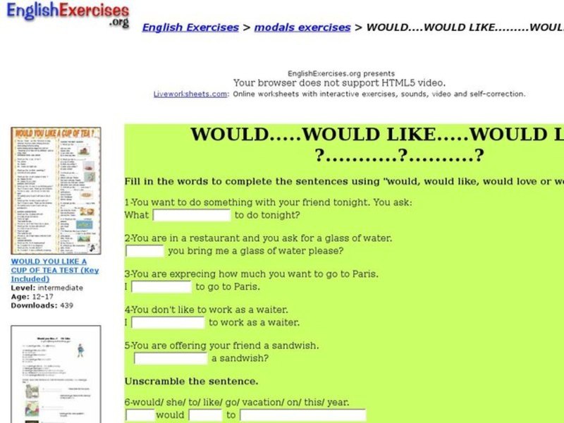 Would...Would Like...Would Love Interactive