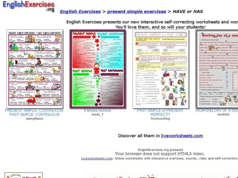 English Exercises: Have and Has Interactive
