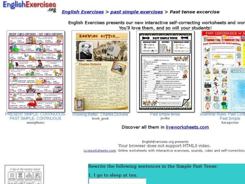 Past Tense Exercise Interactive