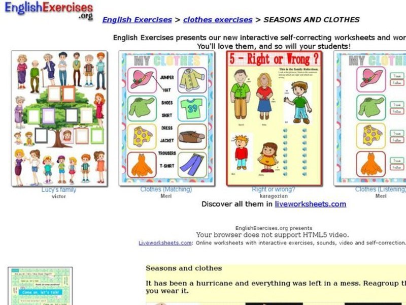 Seasons and Clothes Interactive