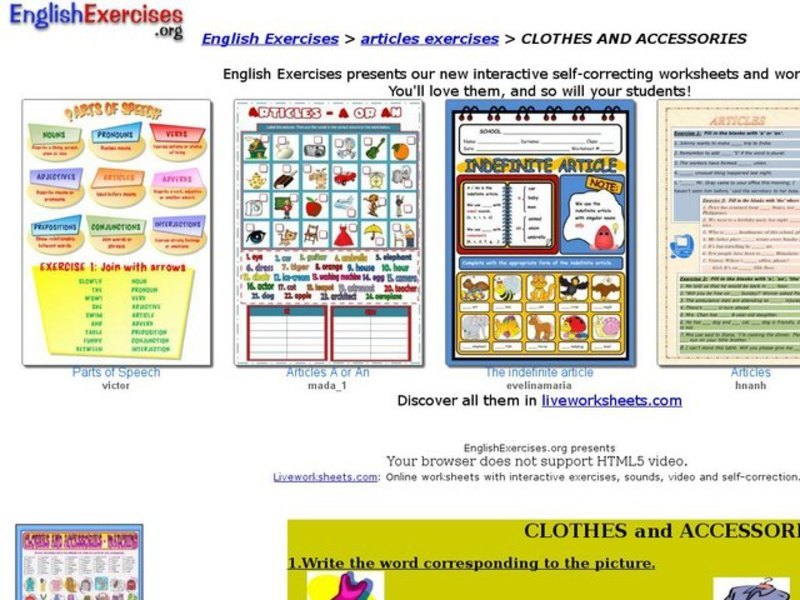 ESL Vocabulary-Clothes and Accessories Interactive