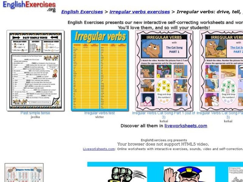 ESL Irregular Verb Activity Interactive