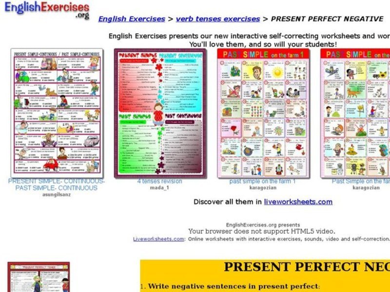 ESL: Present Perfect Negative Interactive