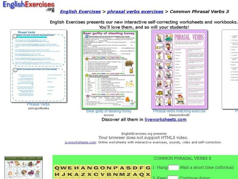 Common Phrasal Verbs 3 Interactive