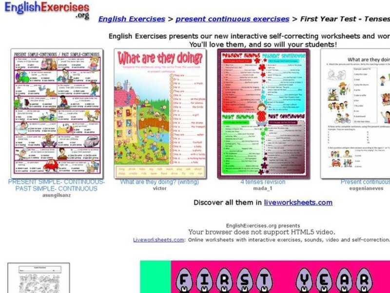 First Year Test - Tenses Interactive