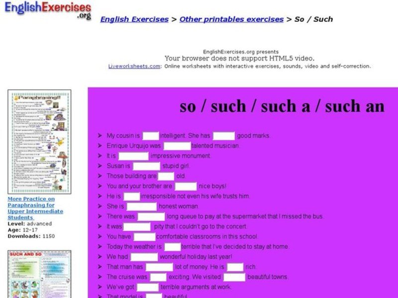 ESL: Such An/Such A/So/Such Interactive