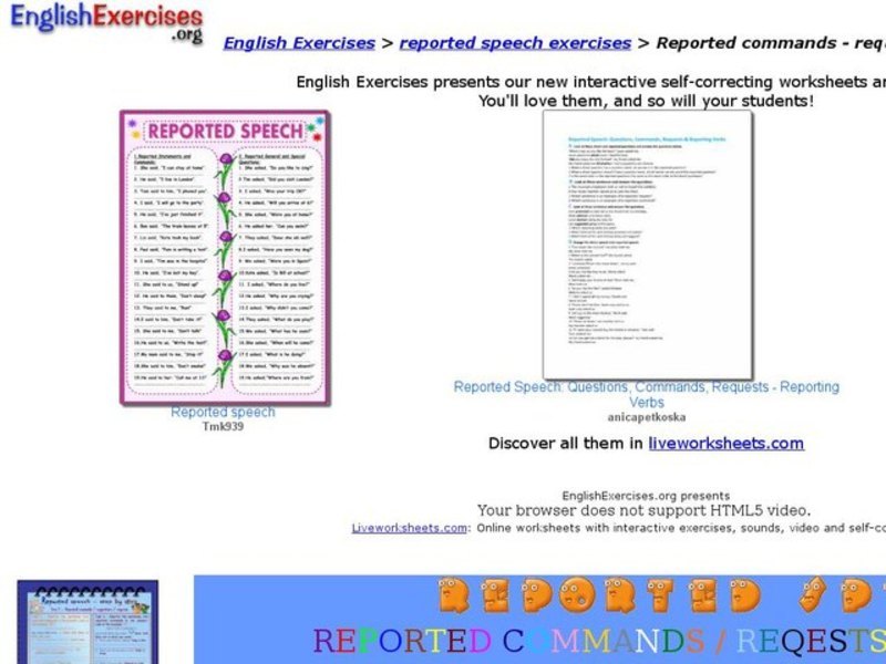 ESL Reported Speech Activity Interactive