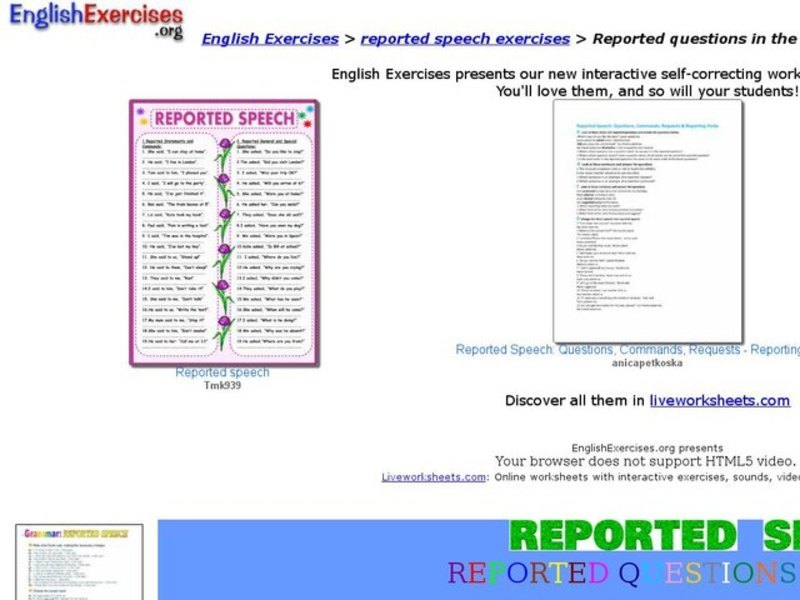 Reported Questions in the Past Interactive