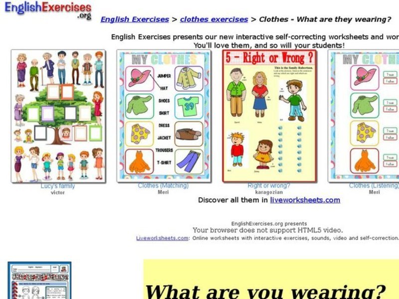 ESL-Clothing Vocabulary Interactive
