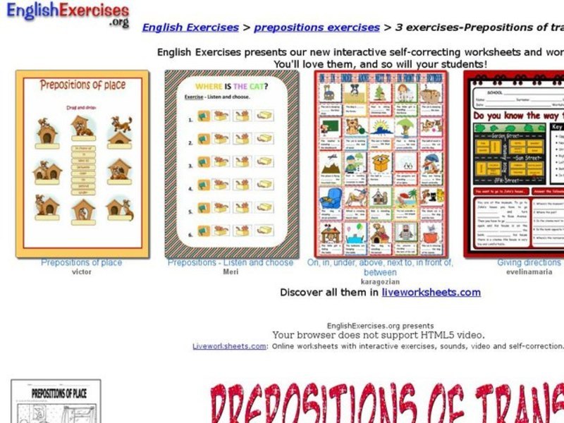 ESL Prepositions-Transport Interactive