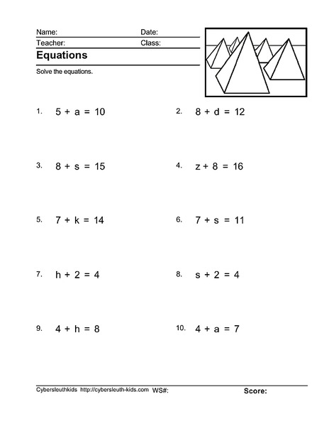 Equations Worksheet